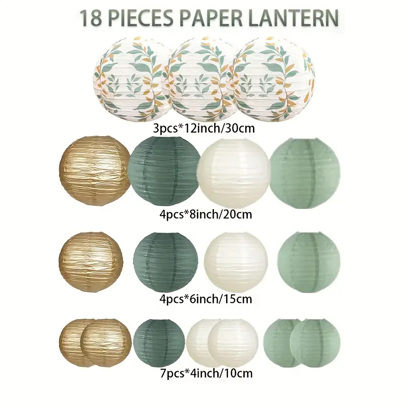 18피스 그린 시리즈 세이지 골드 브랜치 인조 옥잎 종 - Japanese Lantern Paper 리뷰 및 가격
